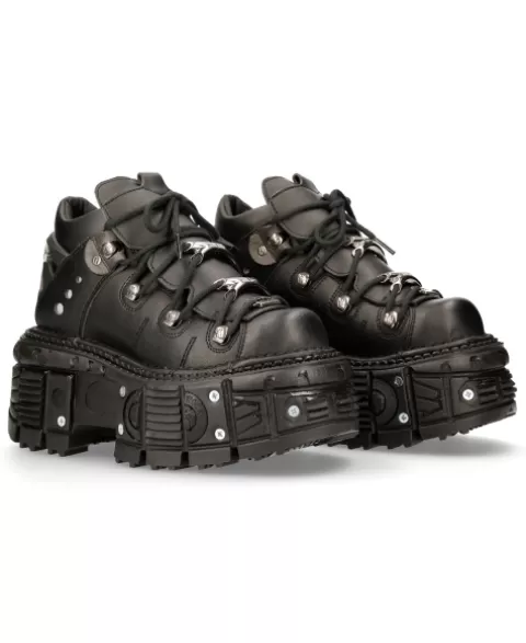 New Rock 106^Ankle Boot Black Imperfect With Laces M-Tank106N-V2