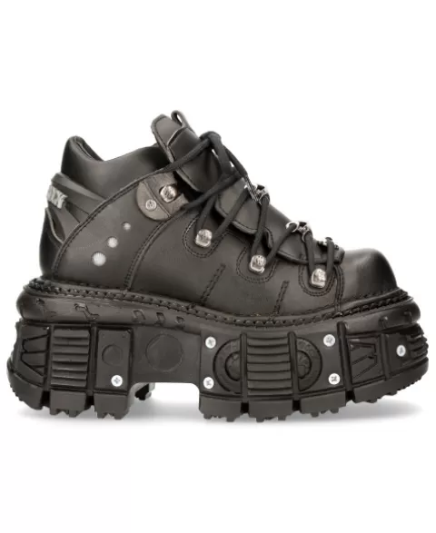 New Rock 106^Ankle Boot Black Imperfect With Laces M-Tank106N-V2