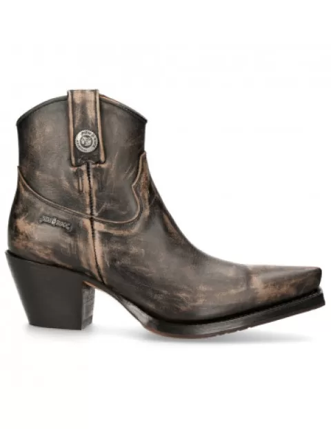 New Rock Western^Ankle Boot Black Suela  M-7729C-C12
