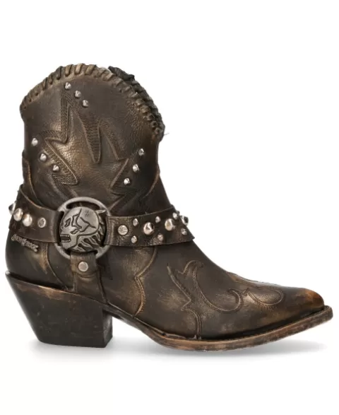 New Rock Western^Ankle Boot Black Suela  M-Wstm004-S1