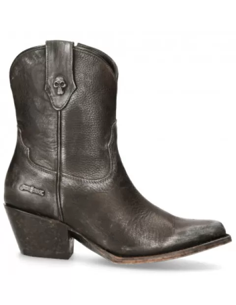 New Rock Western^Ankle Boot Black Suela  M-Wstm006-S1