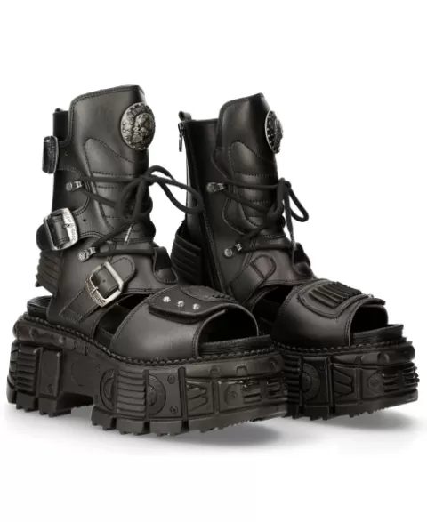 New Rock Sandals | Sandals^Ankle Boot Black Tank  M-Bios107-V1