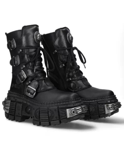 New Rock Platform | Platform^Ankle Boot Black Tank  M-Wall373-C2