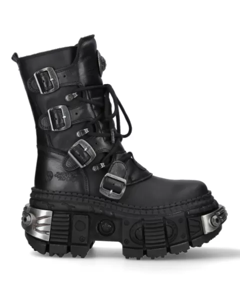 New Rock Platform | Platform^Ankle Boot Black Tank  M-Wall373-C2