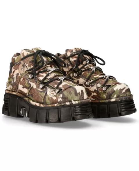 New Rock 106^Ankle Boot Black Tower With Laces M-106-C68