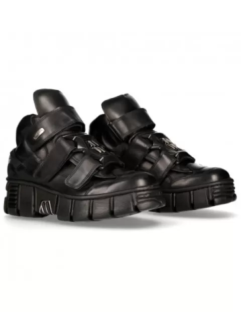 New Rock 285^Ankle Boot Black Tower With Laces M-Wall009-C1