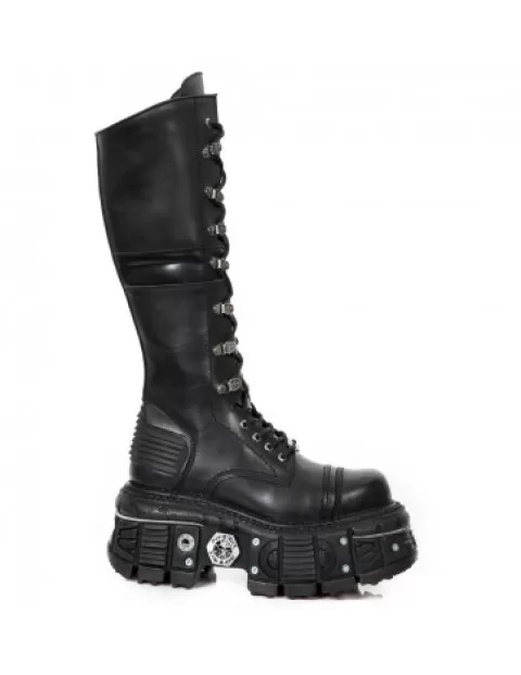 New Rock Platform | Platform^High Boot Black Imperfect With Laces M-Tank004-C1